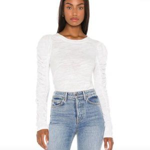 Free People White Natasha Long Sleeve Top